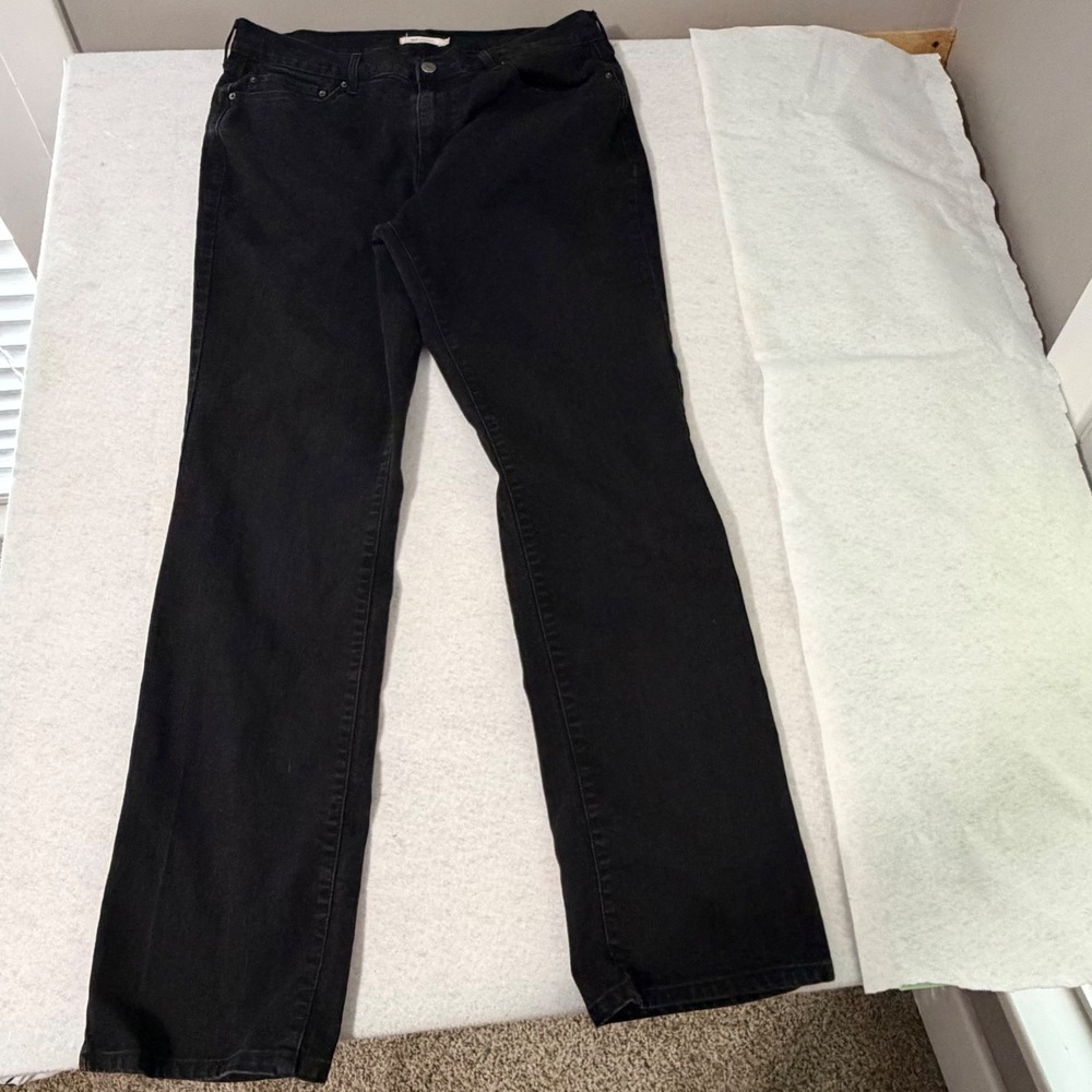 Levis 505 Straight Leg Black Jeans Mens W32 L32 Stretch Denim 15505-0120